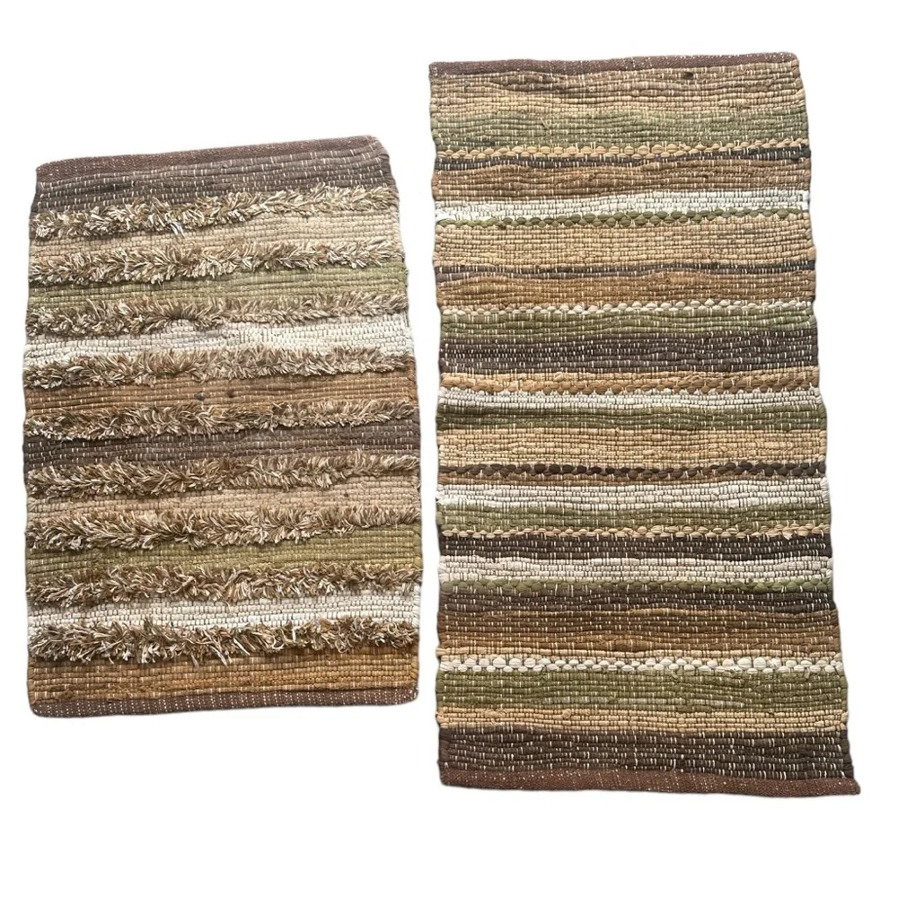 Eassential Home 2 Piece Neutral Earth Tone Bathroom Mat Set EUC